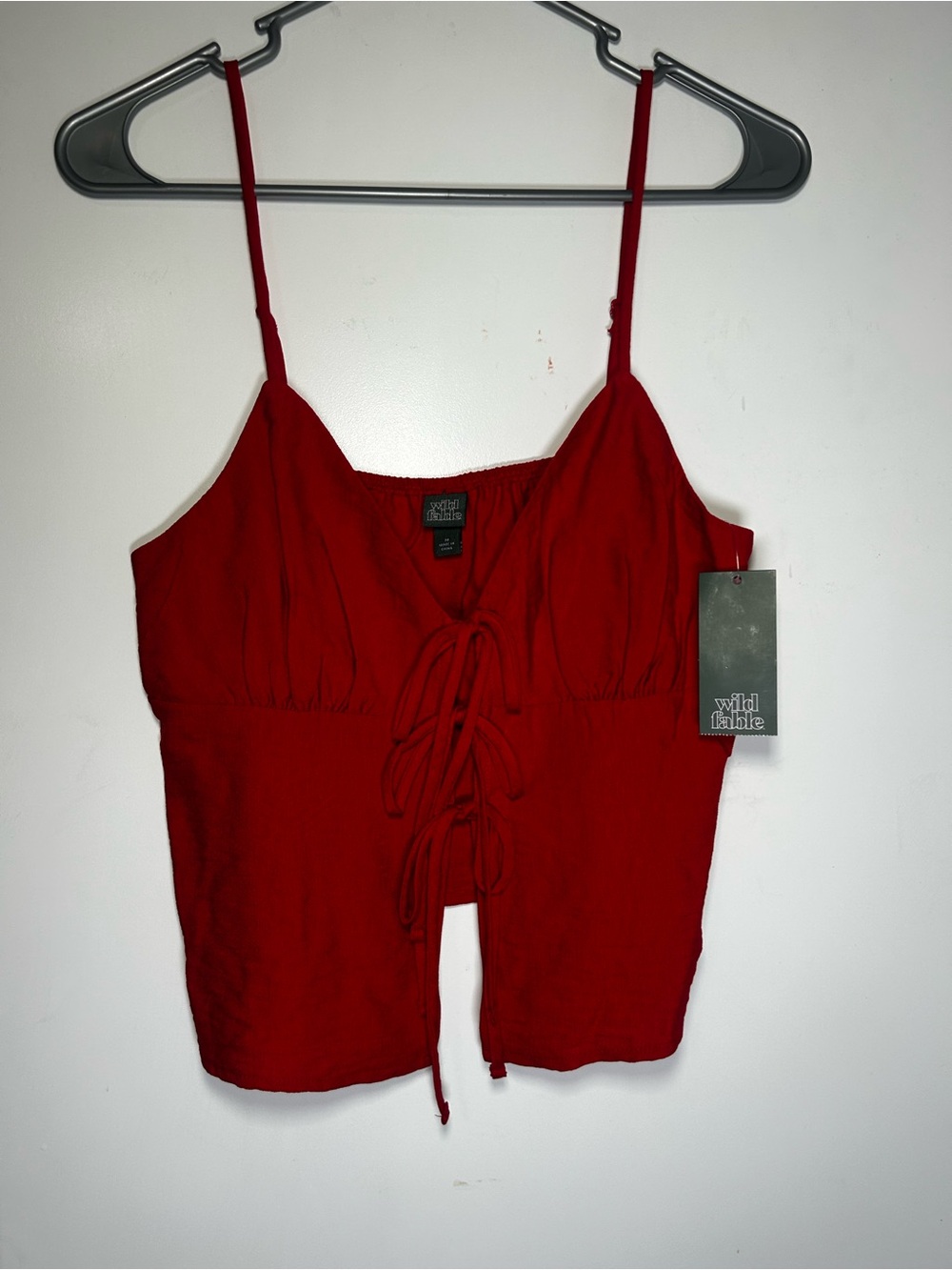 wild fable Red Lace-Up Spaghetti Strap Cami